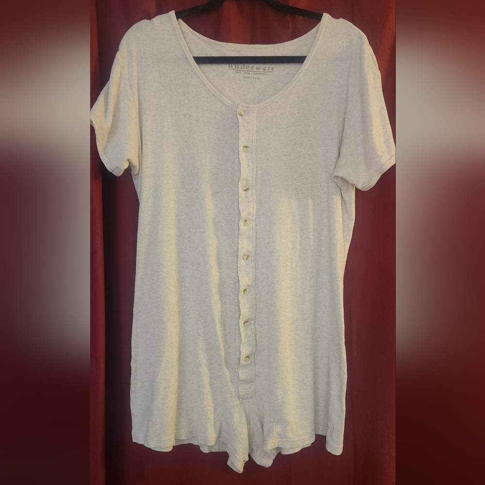Victoria's Secret Heathered Cream Button-Front Romper